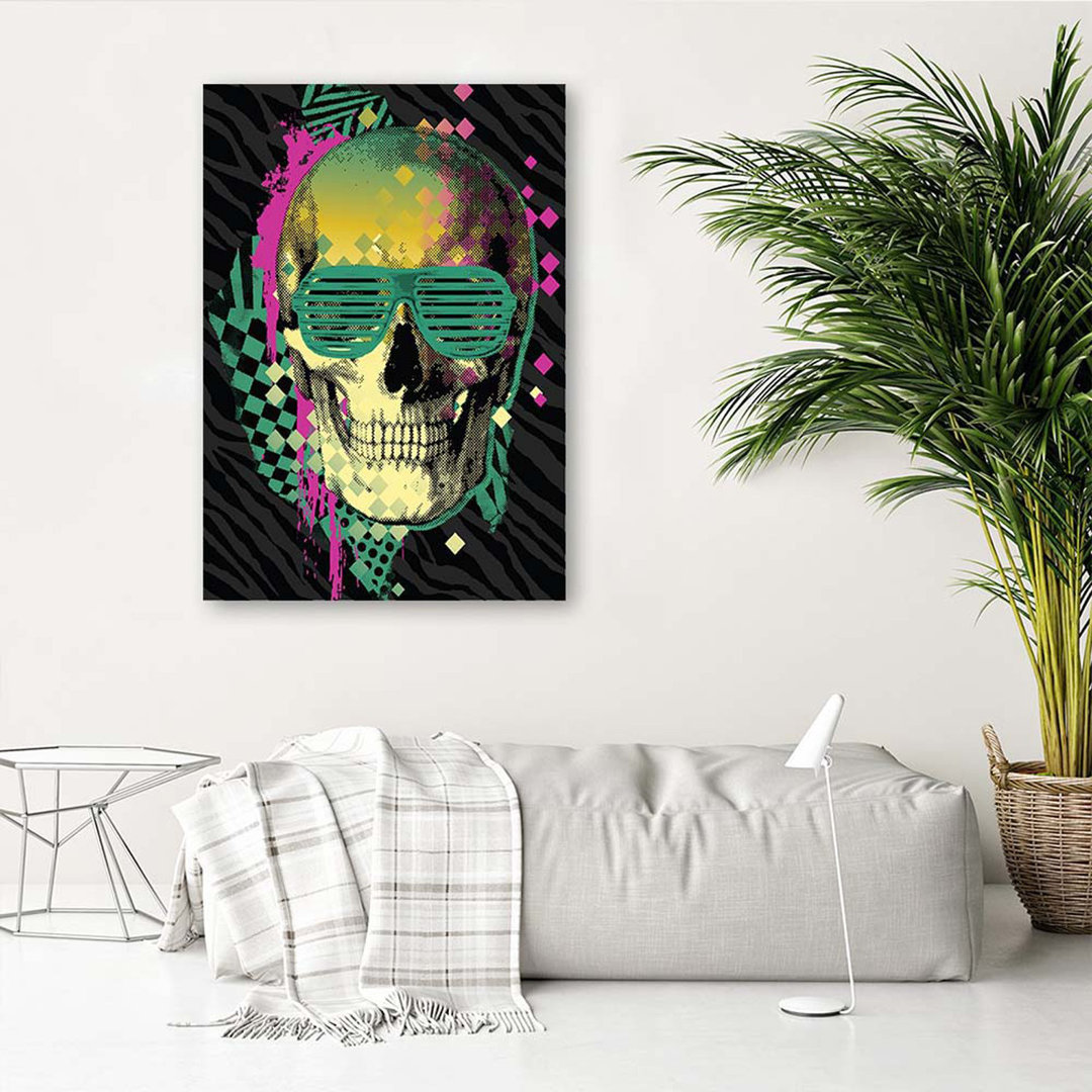 Leinwandbild Skull Glasses Pop Art