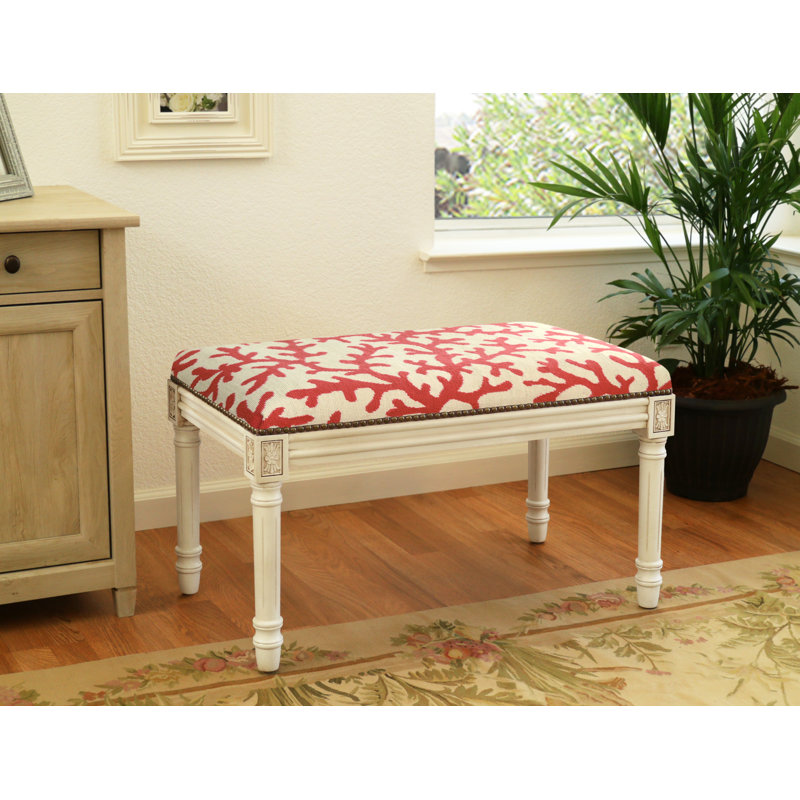 Banc en bois massif Coen, Rouge