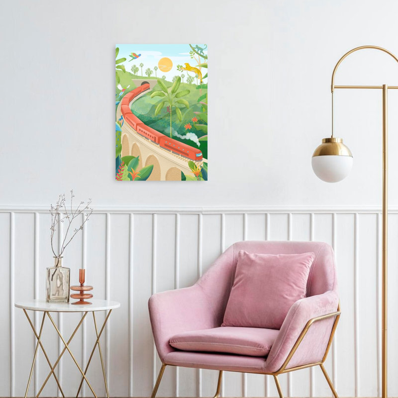 Sri Lanka Abstract Bird Forest Landscape Wall Art Print, 60.96cm H x 40.64cm W