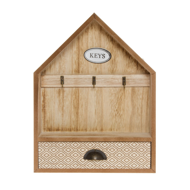 Solid + Manufactured Wood Wall Organizer with Key Box/Organizer