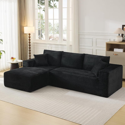 Canapé modulaire rembourré en tissu de velours côtelé en L 108 po avec méridienne 108 po