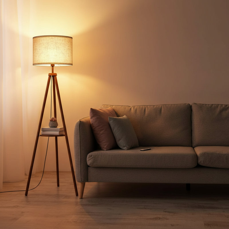 160cm Walnut Tripod Floor Lamp