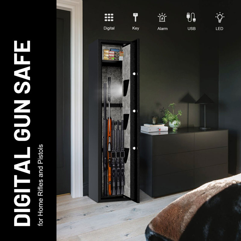 4-5 Digital Rifle Gun Safe with Upgraded Digital Panel and LED,Which with Alarm and Mute Function