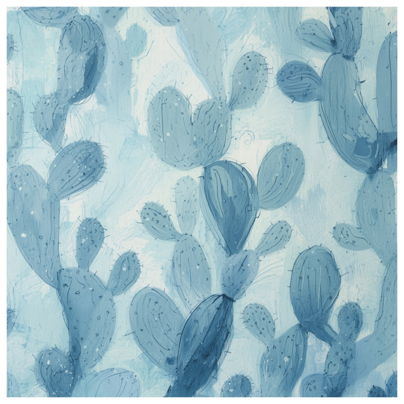 Couvre-lit matelassé bleu Cactus Illustration , Très grand lit