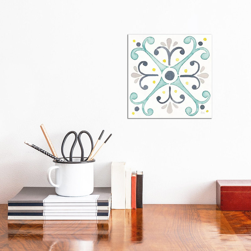 Garden Getaway Tile III White by Laura Marshall - Wrapped Canvas Painting, 30.48cm H x 30.48cm W x 1.91cm D
