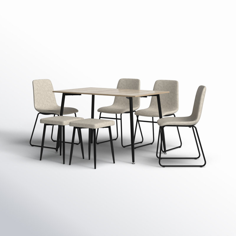 Mossman 6 - Person Four Leg Dining Set, Off White