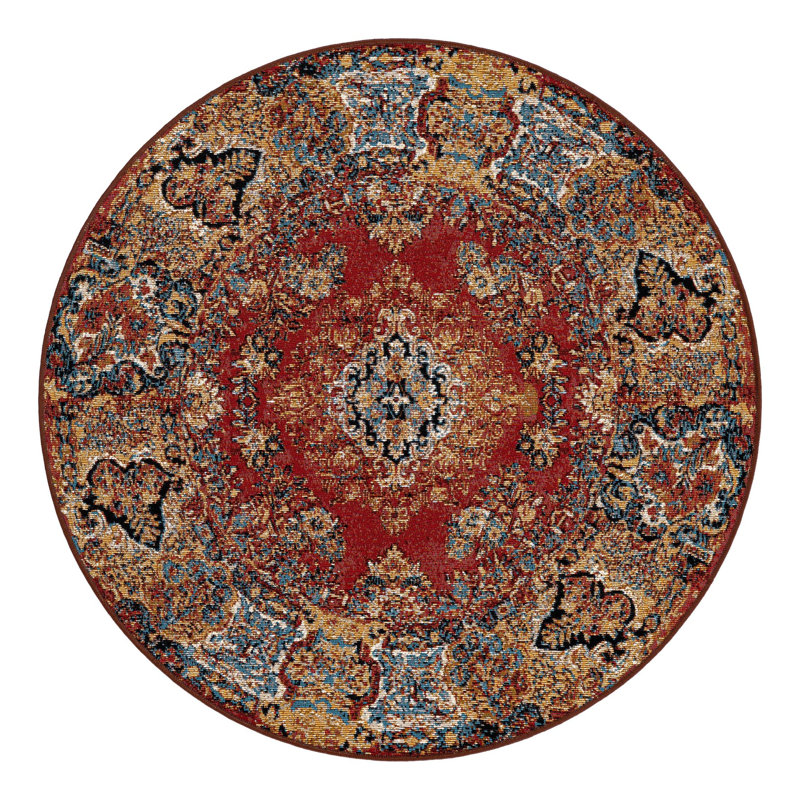 Indoor/Outdoor Traditional Area Rug, Round 4'1"