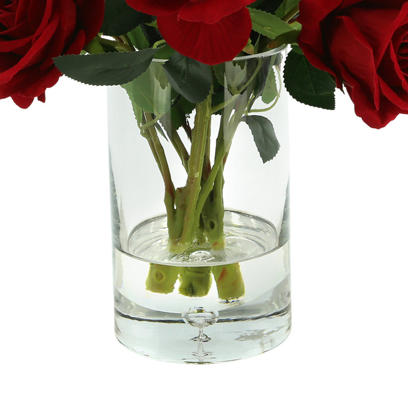 Roses Floral Arrangement in Vase, Red