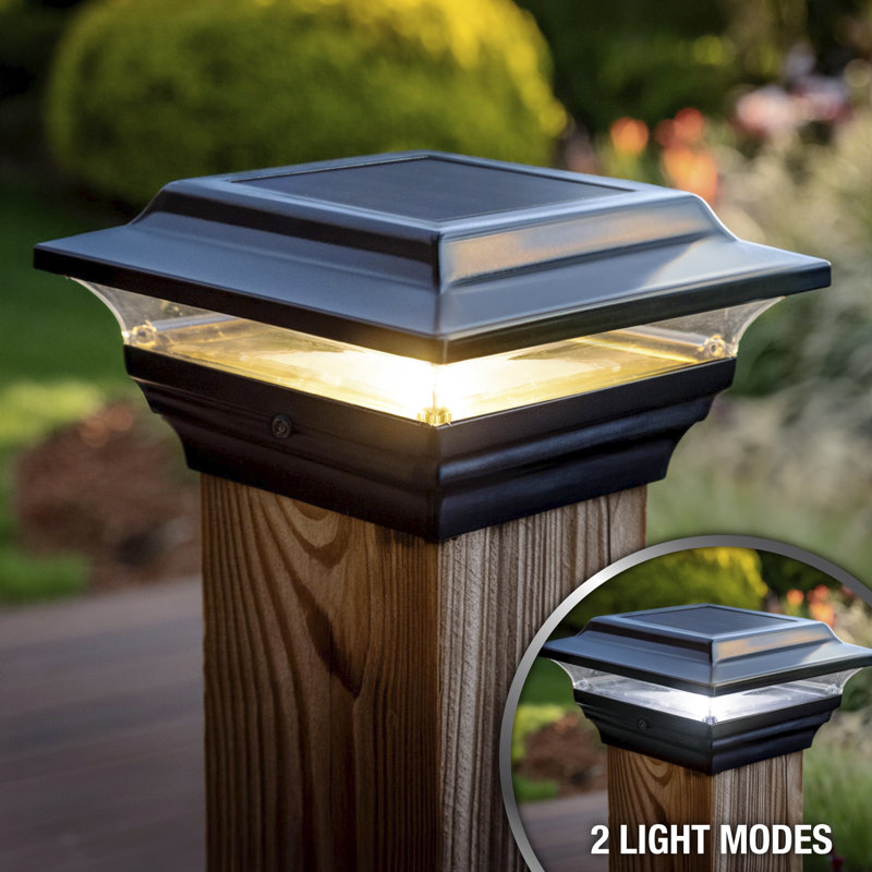 Black Aluminum Solar LED Post Cap Light, 6" x 6"