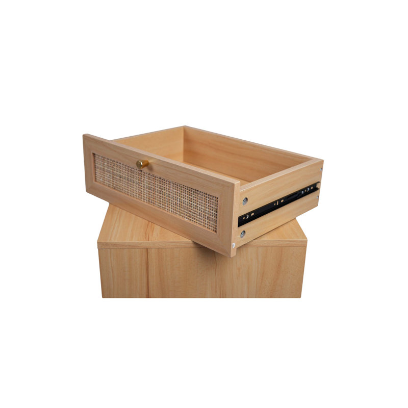 Kamanda Boho Nightstand with Caned Drawers
