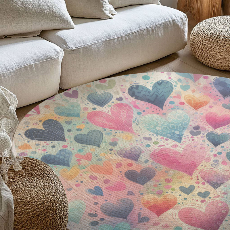 Tapis tressé Love Splash Bursts, Rond 5 pi