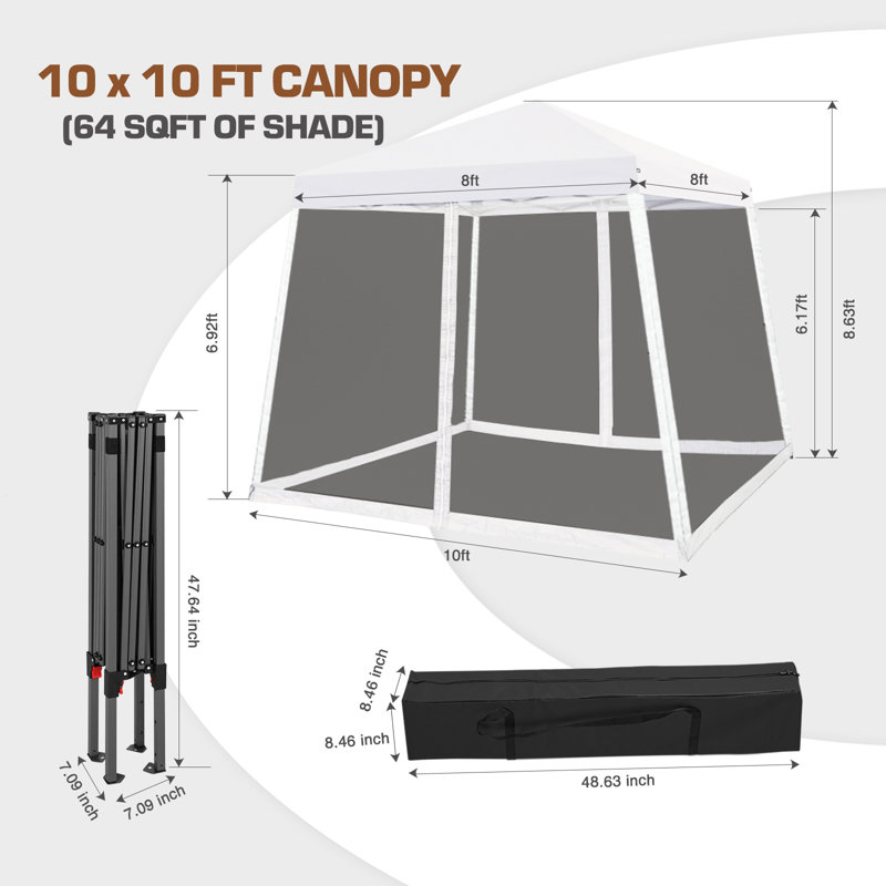 Pop up Patio Gazebo Pop up Patio 10 Ft. W x 10 Ft. D Slant Leg Steel Gazebo, White