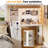 Vanity Desk with Mirror and Lights, Corner Makeup Table with 3 Color Lighting, with Power Strip