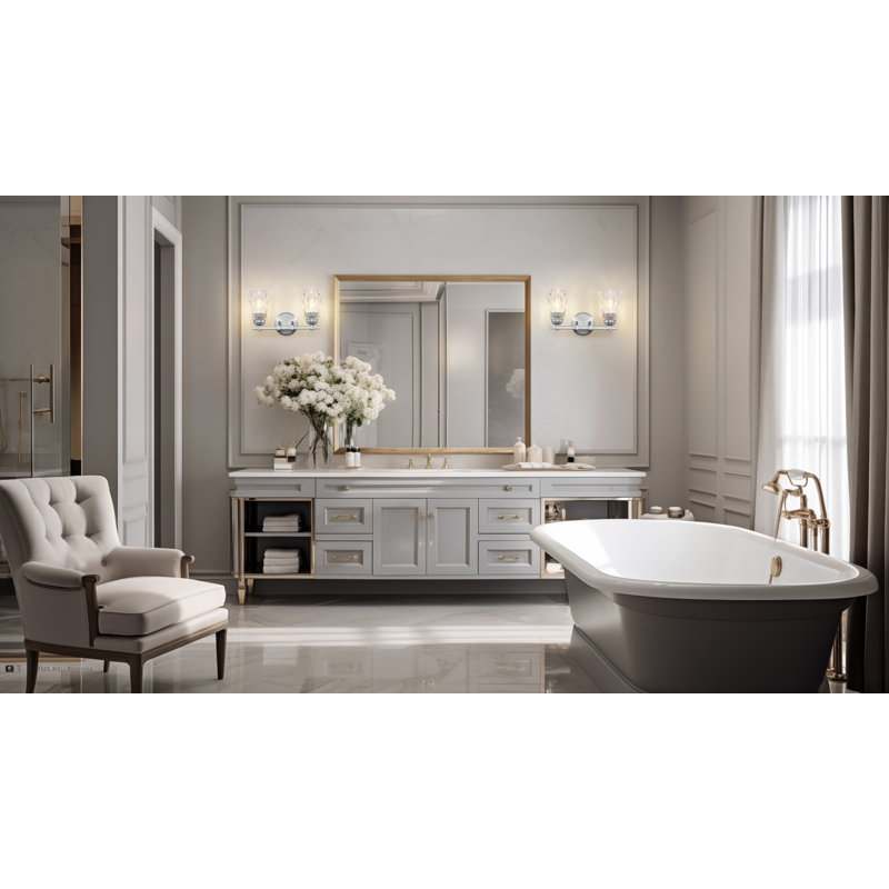 Meuble-lavabo 2 lumières Andree, Nickel brossé