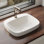 Lavabo de salle de bain semi-encastré Los Flexi, salle de bain rectangulaire encastrée blanche avec bonde escamotable de 17 po