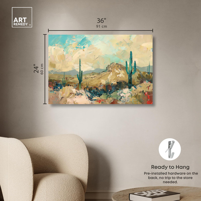 «Desert Breeze», art floral classique par Art Remedy, H 24 po x l 36 po x P 1,5 po, Toile tendue
