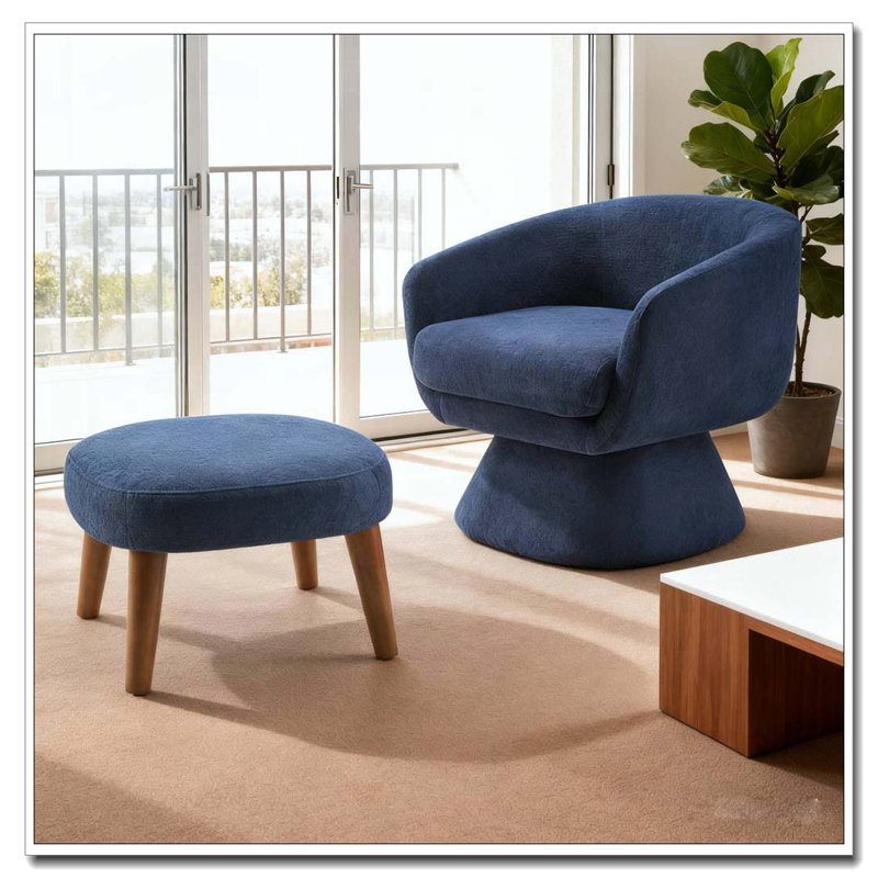 Chaise de loisir rembourrée avec repose-pieds, Bleu