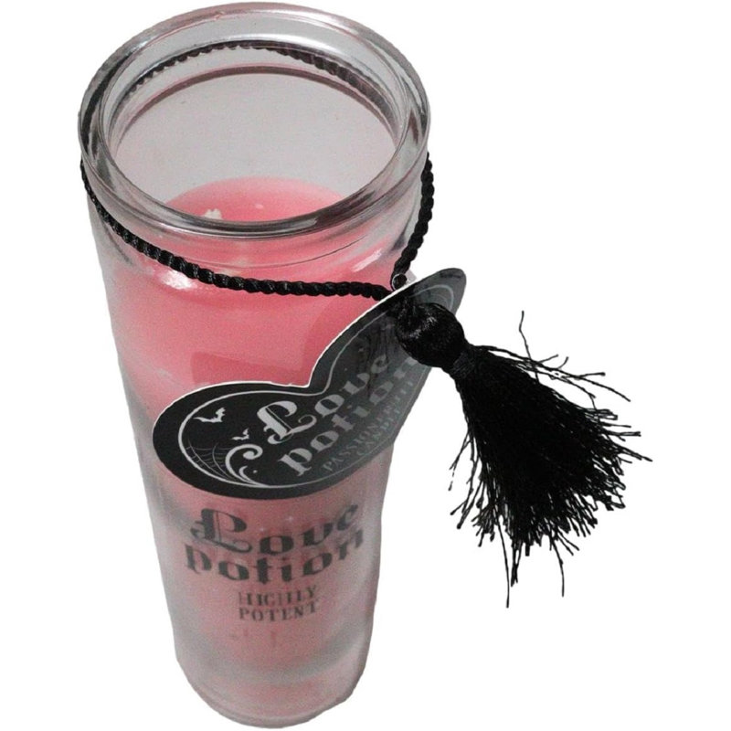 Paquet de 2 bougies en cire rose en forme de fruit de la passion dans des pots en verre H 8 po