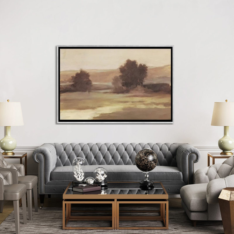 "Discrète Landscape II" par Ethan Harper, reproduction d’art, Toile avec cadre argenté, Pas de tapis