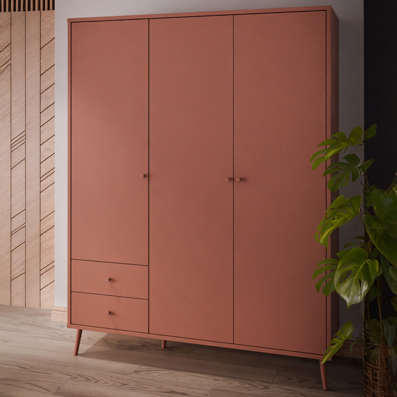 HARLLSON 3 Door Manufactured Wood Wardrobe, Bronze