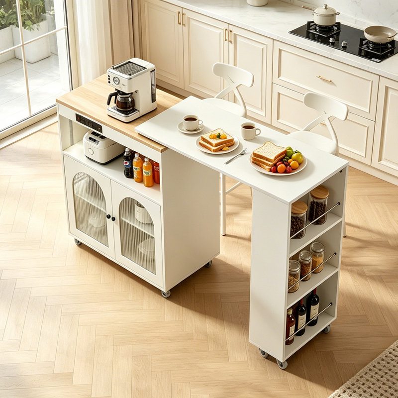 White Kitchen Island With Extended Table