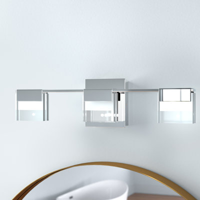 Staytonville - Éclairage pour salle de bain / meuble-lavabo 3 lumières - Finition chrome - Abat-jour en verre transparent et satiné - DEL intégrée