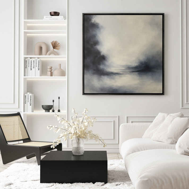 Art mural encadré abstrait rétro antique classique pour chambre à coucher, H 16 po x l 16 po, Noir