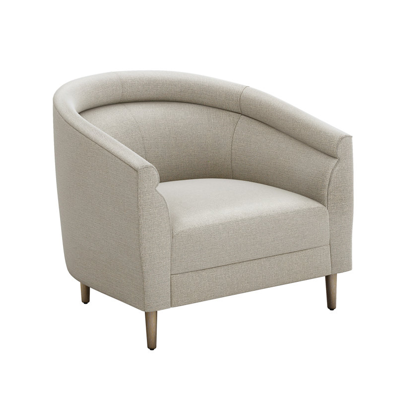 Fauteuil demi-tonneau Capri, Fresque 100% polyester, Gris glacé