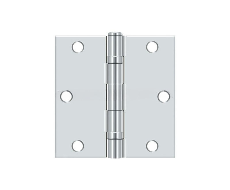 Deltana S35BBU26-R 3-1/2" x 3-1/2" Square Hinge, Ball Bearing in Polished Chrome Pair, Polished Chrome