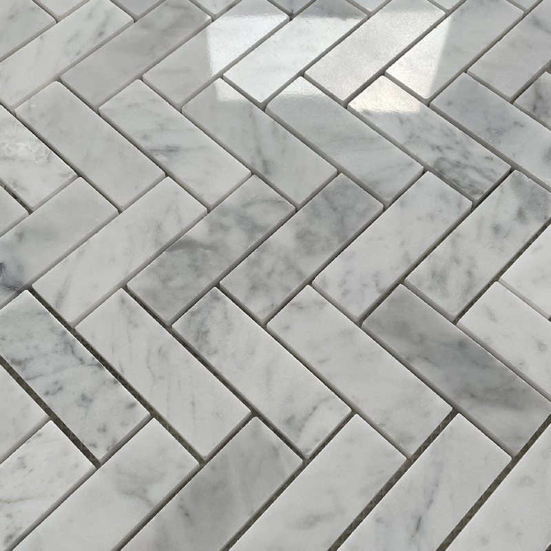 12" x 13" Marble Herringbone Mosaic Wall & Floor Tile