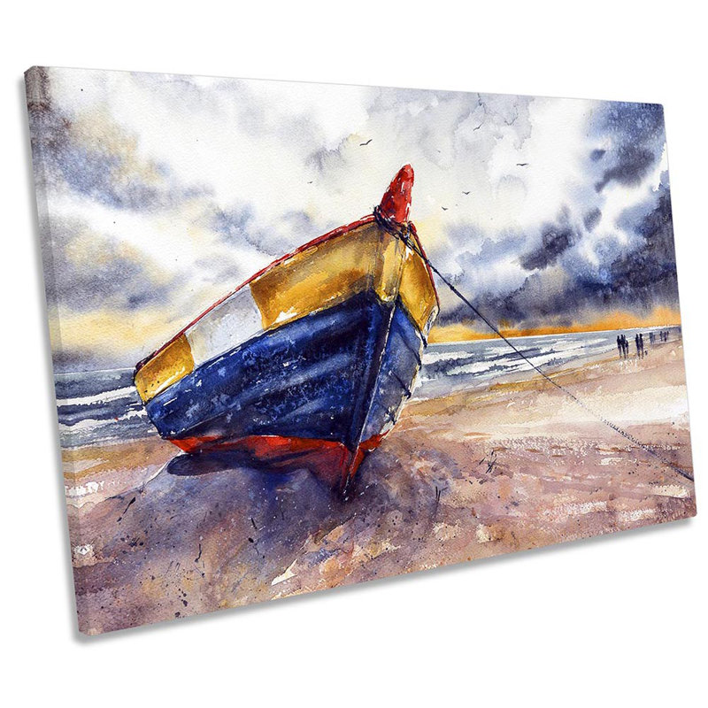 Boat Beach - Wrapped Canvas Painting, 30.5cm H x 45.7cm W x 2cm D