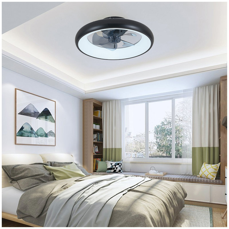 Ventilateur de plafond à DEL noir de 20 po - Température de couleur à intensité variable et réglable, application et télécommande, ventilateur de plafond intelligent moderne pour le salon, la chambre à coucher et la salle à manger (silencieux / 6