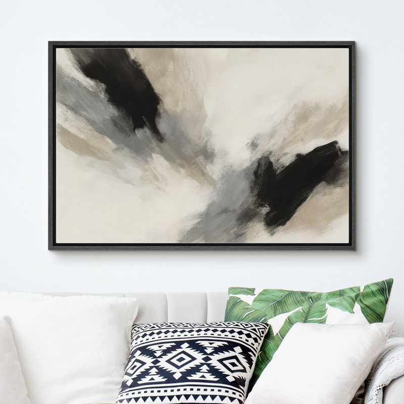 «Black and Neutral Abstract with Soft Motion Effect», reproduction d'art sur toile encadrée, H 24 po x l 36 po x P 1,5 po
