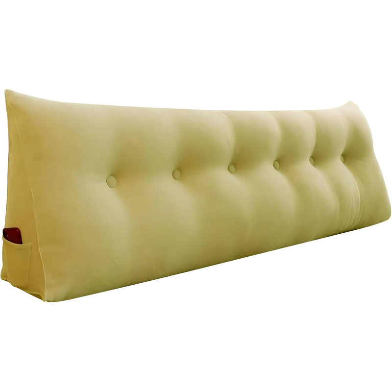 Sit-up Back Comfort Large Triangular Bolster Headboard Reading Wedge Pillow Compression, California King, Pale Yellow