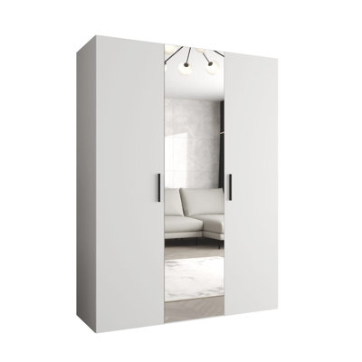 Suphi II Hinged Door Wardrobe 150cm - Bright, Mirrored Storage for Effortless Modern Living