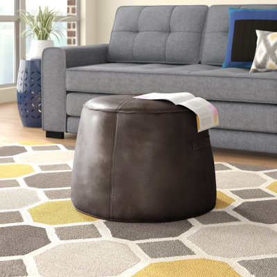 Laurenn Faux Leather Pouf by Wade Logan