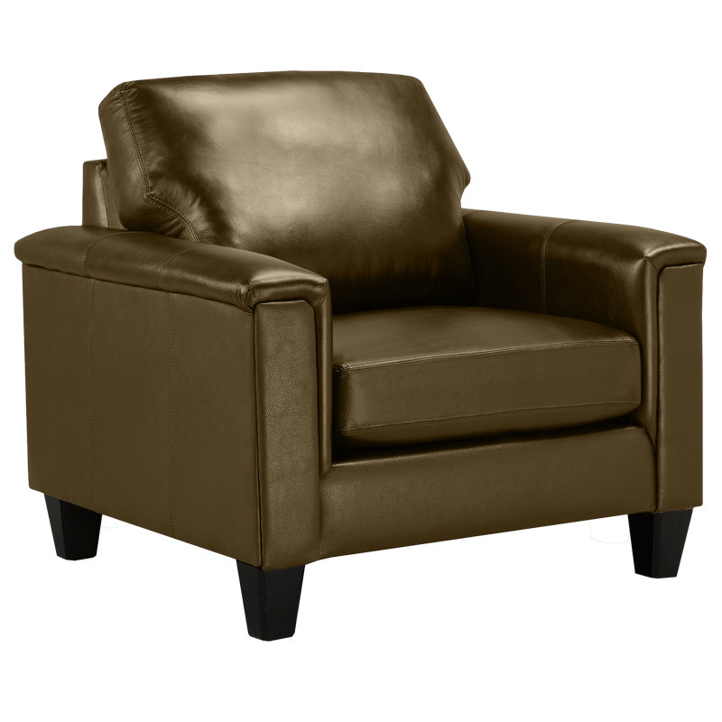 Benson Upholstered Armchair, Taupe Genuine Leather