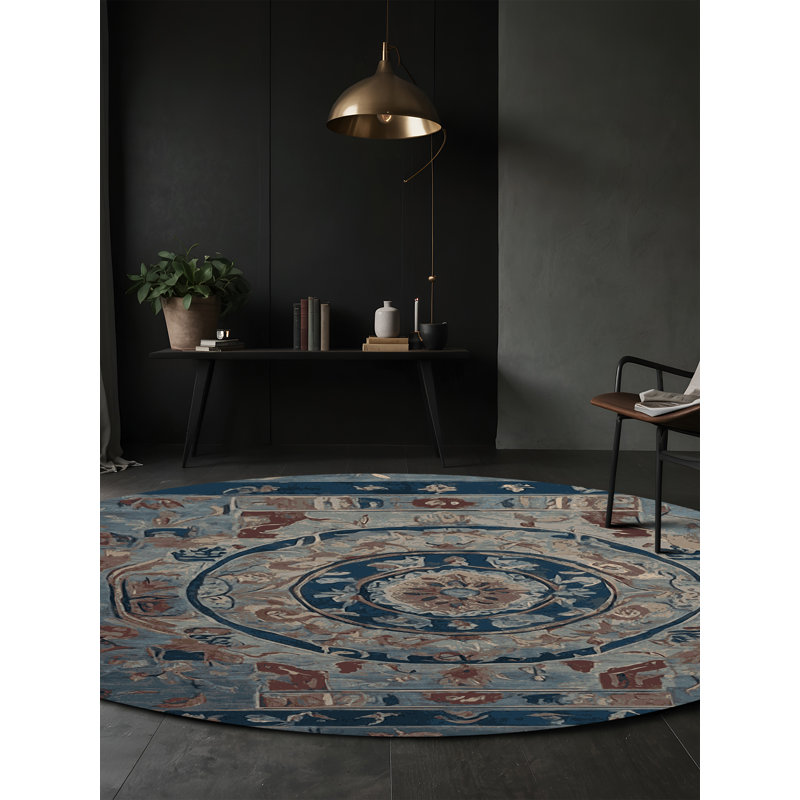 Tapis gris soyeux et moelleux, Rond 4 pi