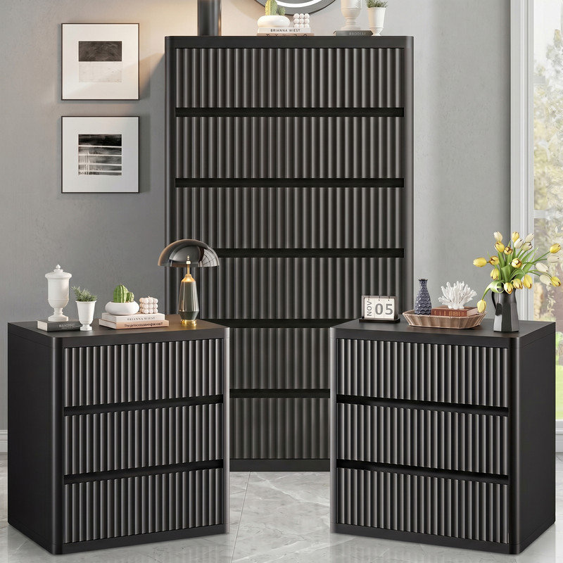 Ensemble de chambre à coucher 3 pièces, Black