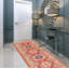 Tapis de couloir rouge en laine noué à la main de conception unique 2 pi 8 po x 9 pi 7 po New Age