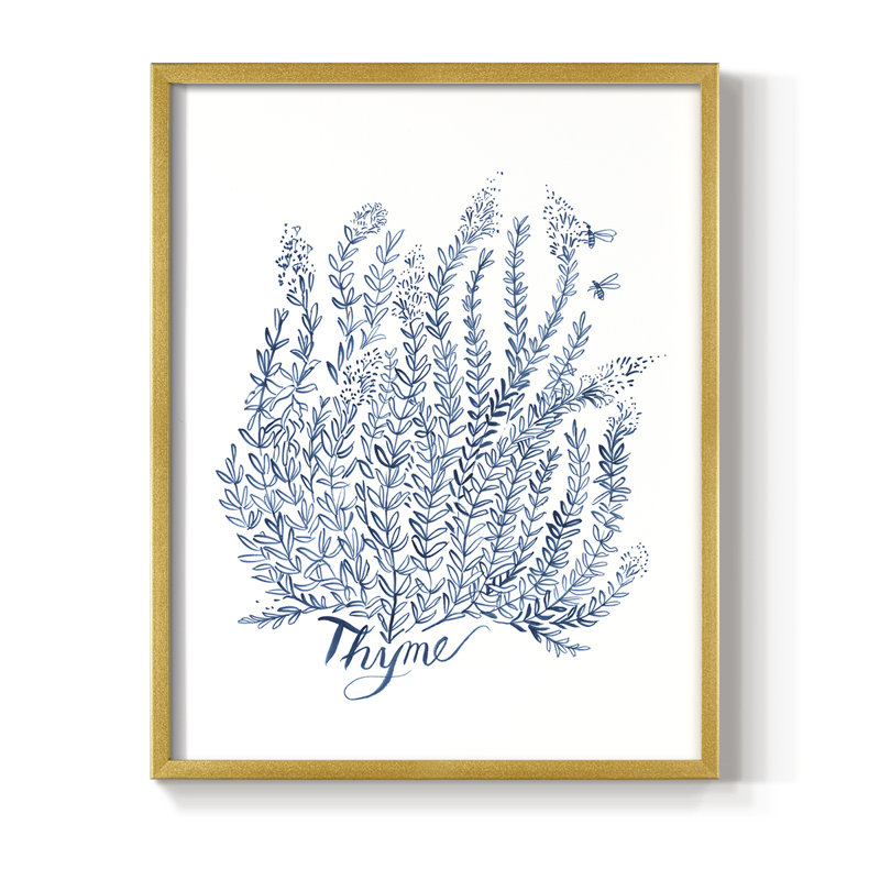 «Summer Herb Garden Sketches IV», reproduction encadrée - bois massif, H 20 po x l 16 po