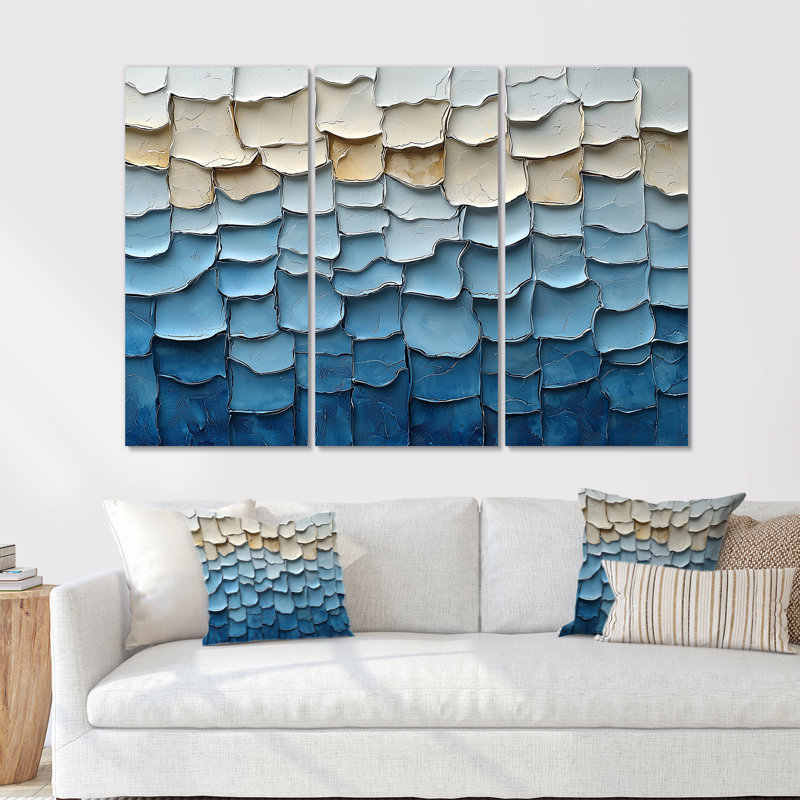 Ensemble de décorations murales mosaïque blanche nordique Simplicity II - Boho, Métal métal, H 40 po x l 60 po x P 1 po