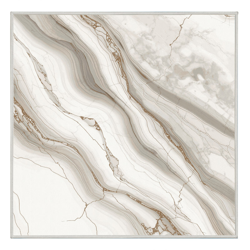 Machine Washable Peoro Posh & Luxe Marble Rug in Gray –  Binding, 4' Square