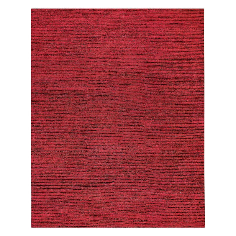 Hidden Path Striped Area Rug in Black/Red, Rectangle 8' x 10'