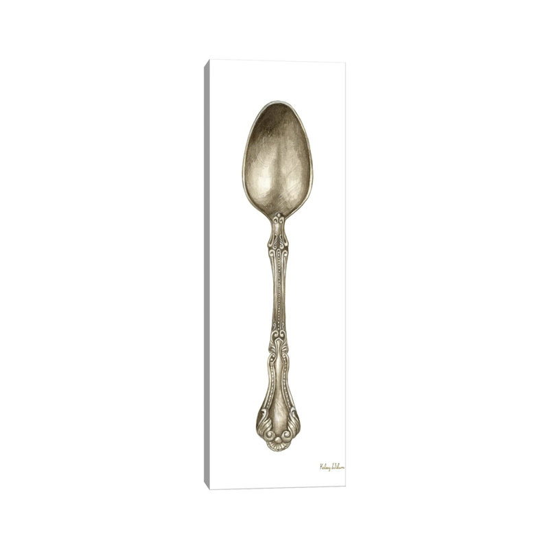 Vintage Tableware III Spoon by Kelsey Wilson - Wrapped Canvas Panoramic Painting, 30.48 cm H x 91.44 cm W x 1.91 cm D