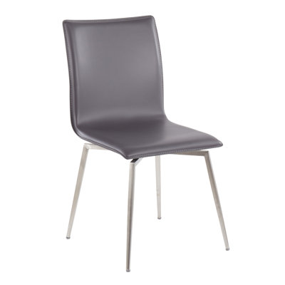 Chaise rembourrée Mason en acier inoxydable brossé et similicuir gris par Lumisource