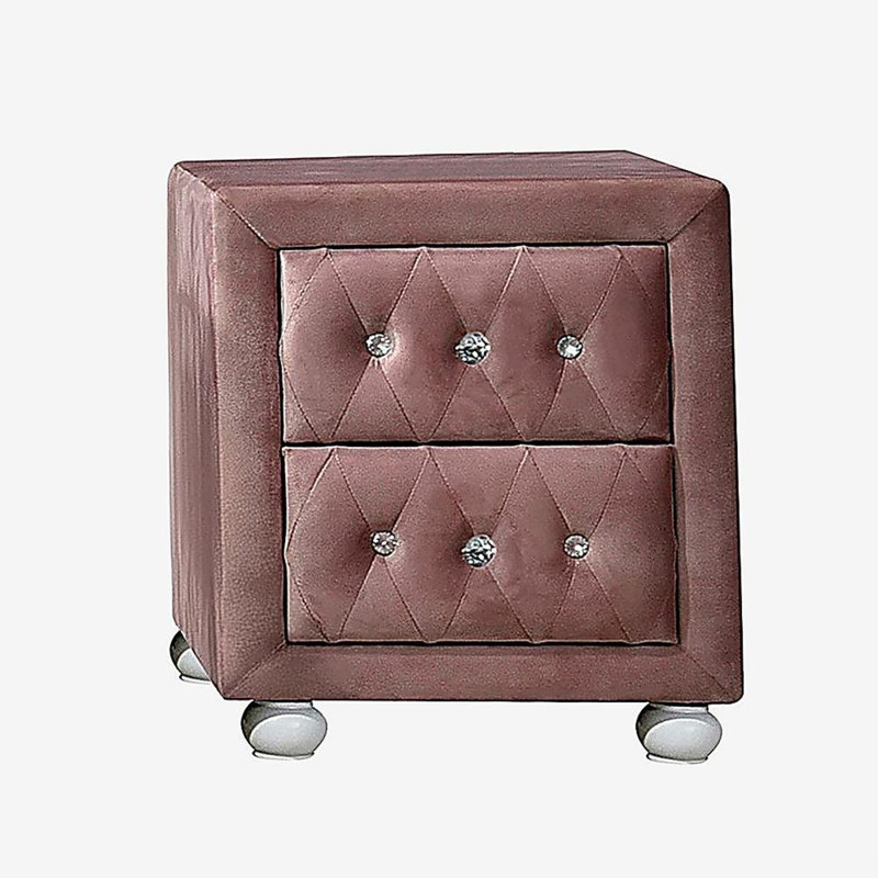 Table de chevet 2 tiroirs rose