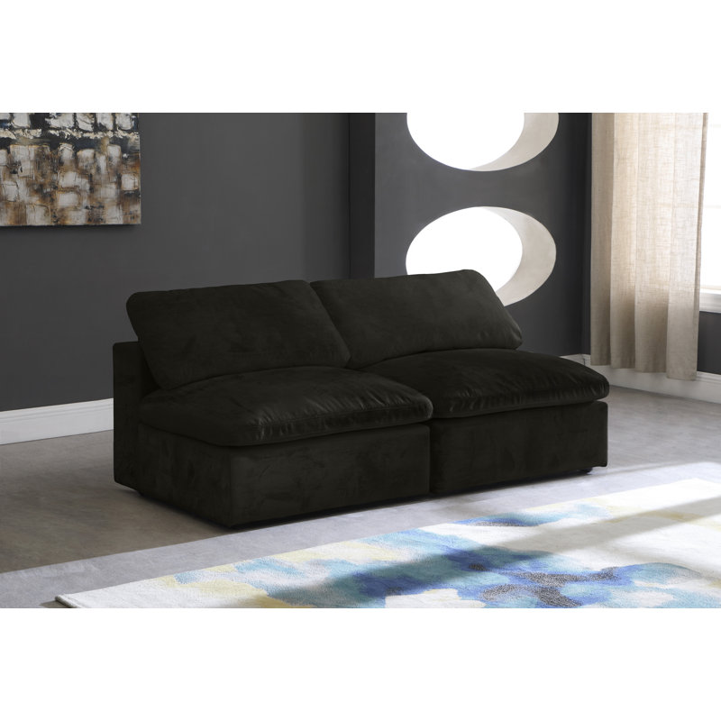 Millersburg 78'' Velvet Loveseat, Black Velvet