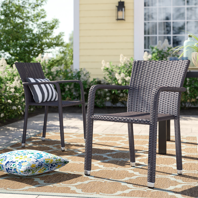 Bronstein Outdoor Stacking Dining Armchairs, Multibrown