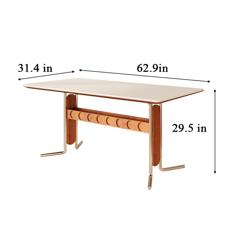 Table de salle à manger rectangulaire Sicilee, H 29,5 po x L 62,9 po x l 31,4 po, Blanc